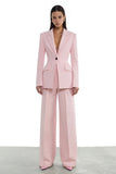 Pink Peak Lapel One Button 2 Piece Women's Work Suits