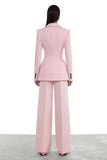 Pink Peak Lapel One Button 2 Piece Women's Work Suits