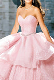 Sparkly Strapless Ball-Gown Ruffled Quinceanera Dress