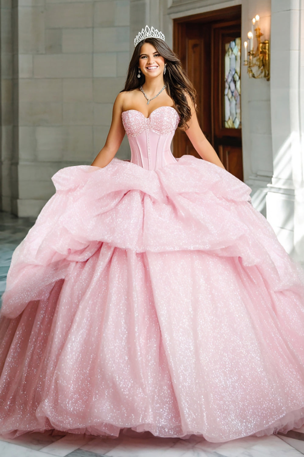 quinceanera corset dress nearby Ombre Sheer Corset Quinceanera Dress by Fiesta Gowns 56499 24 / Lilac Ombre
