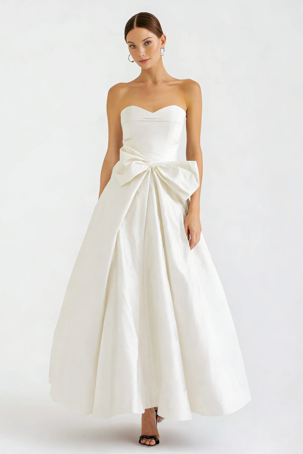 ZAPAKA Women Strapless A Line Little White Dress Bowkont Satin Bachelorette Dress, White / US14 ZAPAKA Women Strapless A Line Little White Dress Bowkont Satin Bachelorette Dress, White / US14