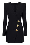 Black V Neck Satin Women's Blazer
