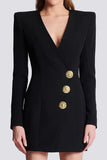 Black V Neck Satin Women's Blazer