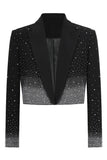 Sparkly Beaded Black Peak Lapel Women Blazer