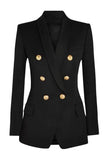 Black Shawl Laepl Double Breasted Women's Blazer