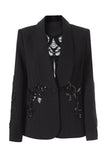 Black One Button Seuqin Beaded Shawl Lapel Blazer