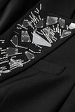 Black Mirror Beaded Peak Lapel One Button Blazer