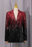 Sparkly 2-Piece Black Red Single Breasted Notched Lapel Women Prom Suits