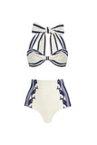 White 3 Piece Halter Bowed Swimsuit with Short Set