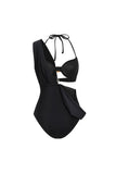 Black Convertible 3 Piece Halter Swimsuit with Cover Up