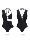 Black Convertible 3 Piece Halter Swimsuit with Cover Up