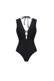 Black Convertible 3 Piece Halter Swimsuit with Cover Up