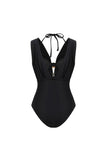 Black Convertible 3 Piece Halter Swimsuit with Cover Up