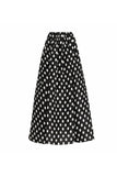 Black White Dots 2 Piece Strapless Ruffled Swimsuit with Cover Up Skirt