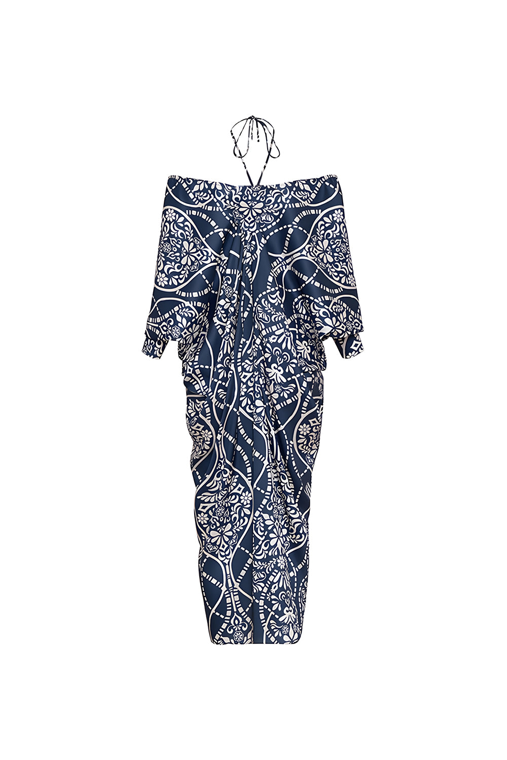 ZAPAKA Women Navy Spaghetti Straps Swimsuit with Cover Up Dress 2 Piece Beaded Printed Bathing Suit, Navy / XL ZAPAKA Women Navy Spaghetti Straps Swimsuit with Cover Up Dress 2 Piece Beaded Printed Bathing Suit, Navy / XL
