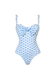 Blue Heart-Patterned 2 Piece Spaghetti Straps Swimsuit with Cover Up