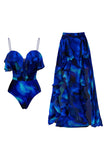 Royal Blue 2 Piece Spaghetti Straps Swimsuit with Cover Up