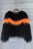 Shearling Faux Fur Coat Orange Thickened Women Coat