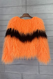 Shearling Faux Fur Coat Orange Thickened Women Coat