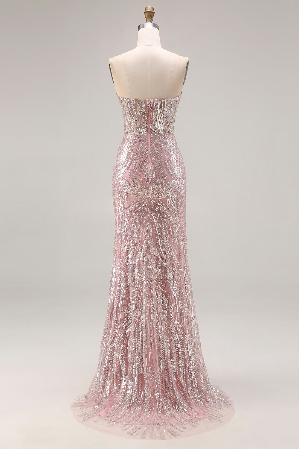 Sparkly Light Pink Strapless Sheath Long Prom Dress with Sequins, Light Pink / UK6 Sparkly Light Pink Strapless Sheath Long Prom Dress with Sequins, Light Pink / UK6