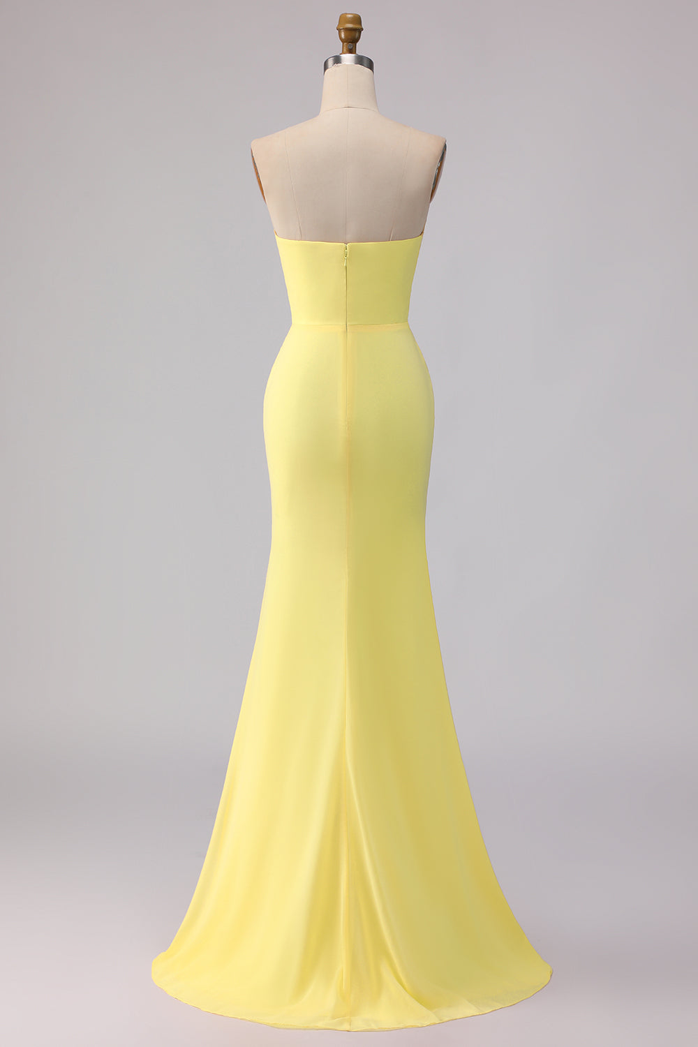 Zapaka Women Yellow Long Bridesmaid Dress Mermaid Strapless Satin Wedding Guest Dress, Yellow / US16 Zapaka Women Yellow Long Bridesmaid Dress Mermaid Strapless Satin Wedding Guest Dress, Yellow / US16