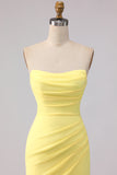 Yellow Strapless Mermaid Long Bridesmaid Dress