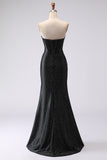 Black Mermaid Sweetheart Beaded Corset Long Prom Dress with Slit