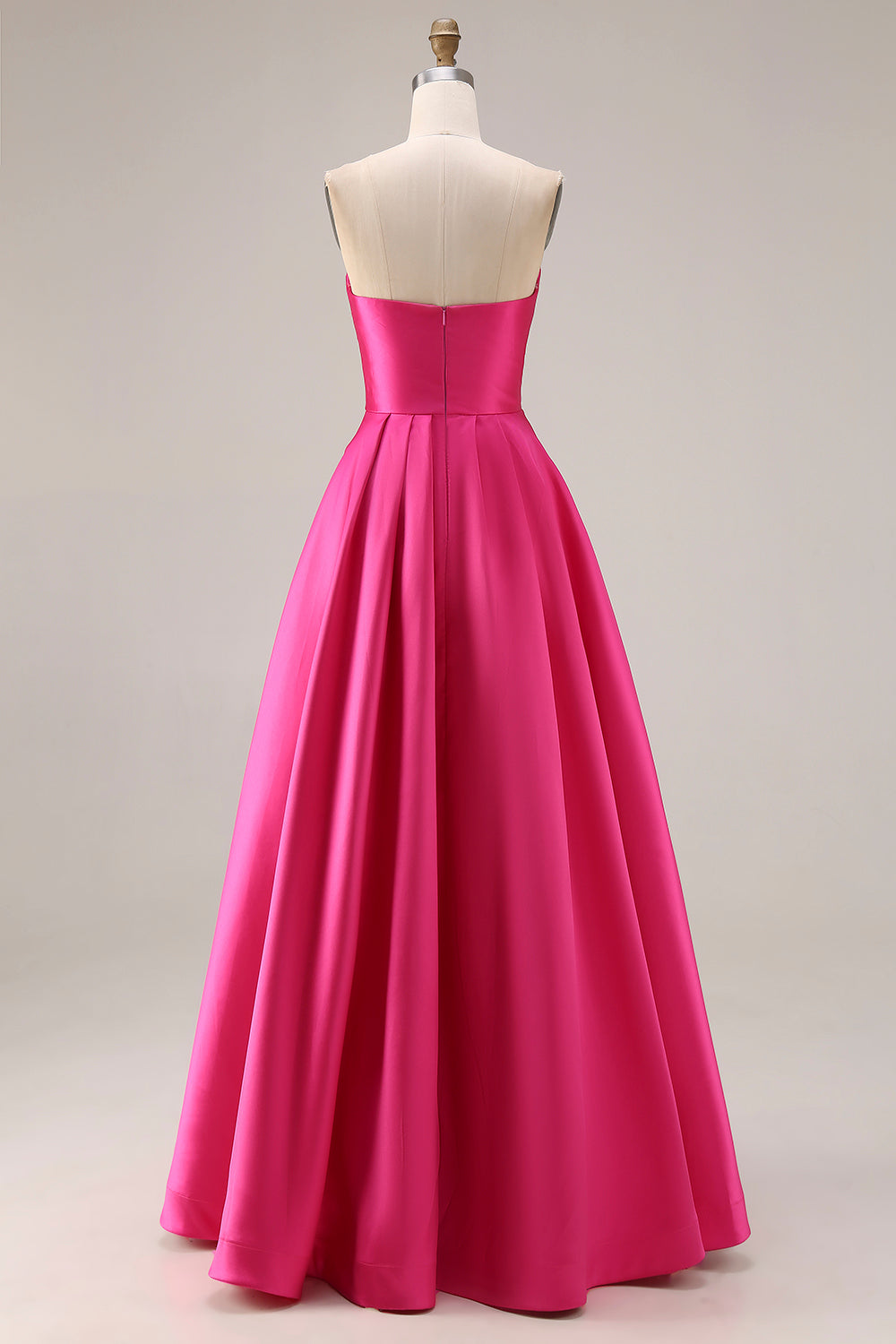 ZAPAKA Women Elegant Hot Pink Long Prom Dress A-Line Strapless Pleated Bodice Satin Formal Dress, Hot Pink / US20W ZAPAKA Women Elegant Hot Pink Long Prom Dress A-Line Strapless Pleated Bodice Satin Formal Dress, Hot Pink / US20W