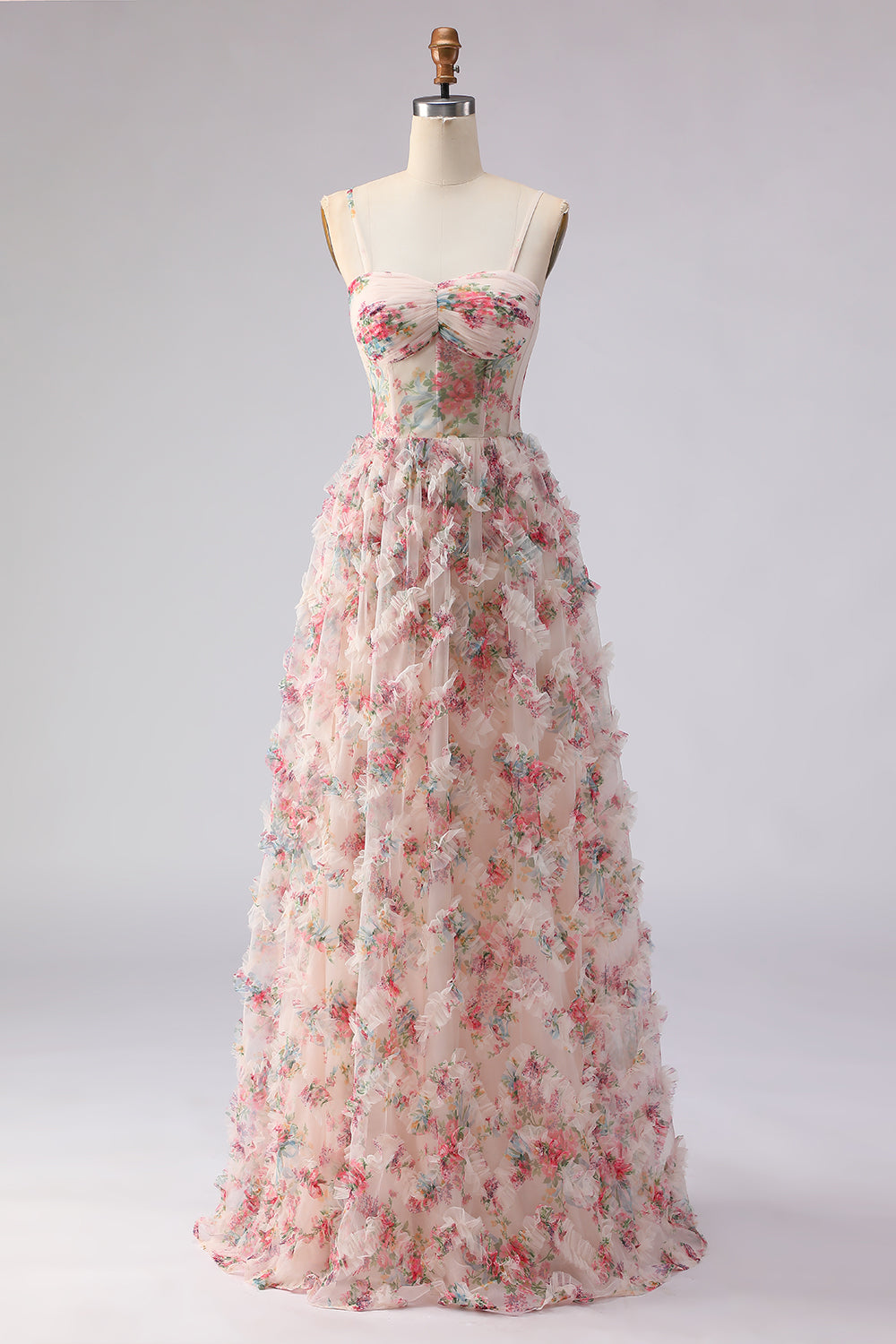 lace up corset maxi dress in dusty pink Christabelle Dusty Pink Sweetheart Strapless Ruffled Dress