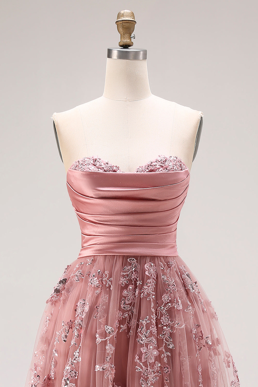 ZAPAKA Women Dusty Rose Strapless Long Prom Dress with Slit A-Line Beaded Sequins Embroidered Tulle Evening Party Dress, Dusty Rose / US18W ZAPAKA Women Dusty Rose Strapless Long Prom Dress with Slit A-Line Beaded Sequins Embroidered Tulle Evening Party Dress, Dusty Rose / US18W