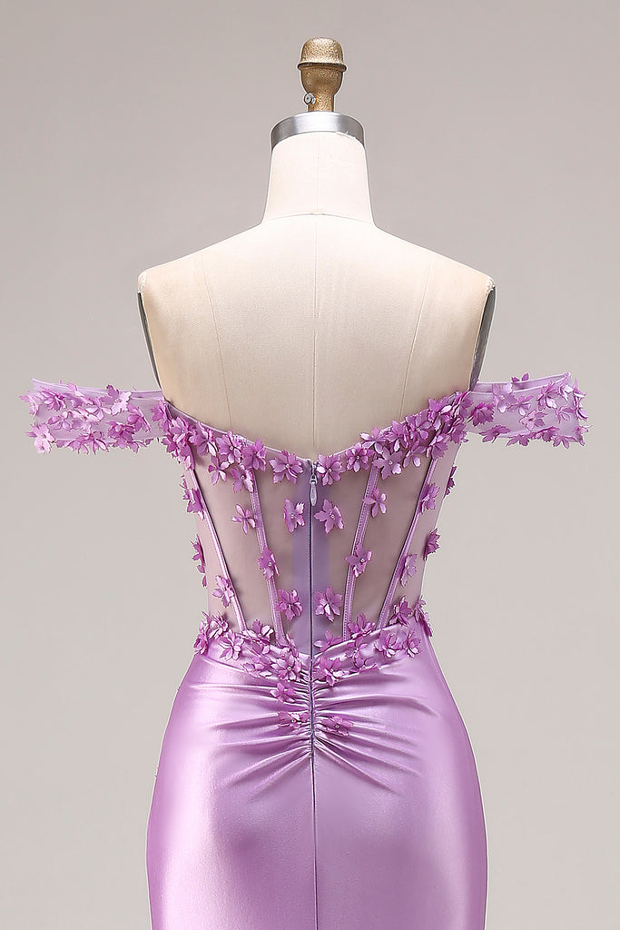 ZAPAKA Women Purple Mermaid Prom Dress with Slit Off the Shoulder ...