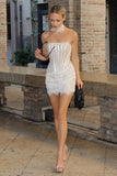 Classy Lace White Short Graduation Dress with Lace-up Back