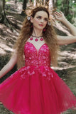Royal Blue Spaghetti Straps Short Homecoming Dress with Appliques