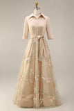 Printed Sage Green A Line Mother of the Bride Dress with Bow
