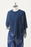 Navy Chiffon Special Occasion Evening Cocktail Bridesmaid Wedding Guest Mother's Shawl