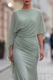 Sage Green Chiffon Ruched Shawl