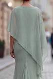 Sage Green Chiffon Ruched Shawl