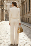 Ivory Double Breasted Peak Lapel 2 Piece Women's Work Suits