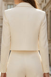 Ivory Double Breasted Peak Lapel 2 Piece Women's Work Suits
