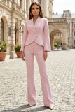 Light Pink 2 Piece Slim Fit Lapel Women's Business Suits