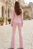 Light Pink 2 Piece Slim Fit Lapel Women's Business Suits