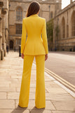 2 Piece Yellow Peak Lapel Single Breasted Women's Work Suits