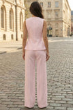 Ivory Single Breasted 2 Piece Round Neck Women's Work Suits