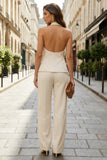 Halter Ivory 2 Piece Sleeveless Women's Work Suits