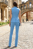 Blue Peak Lapel 2 Piece Slim Fit Single Breasted Women's Work Suits
