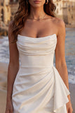 Tulle Ivory Sweetheart Ruched Mini Graduation Dress with Ruffles
