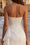 Tulle Ivory Sweetheart Ruched Mini Graduation Dress with Ruffles