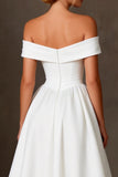 Off the Shoulder A-Line White Long Engagement Dress