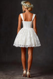 Lace White Square Neck Corset Mini Graduation