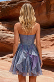 Dusty Blue Sweetheart A-Line Homecoming Dress with Ruffles